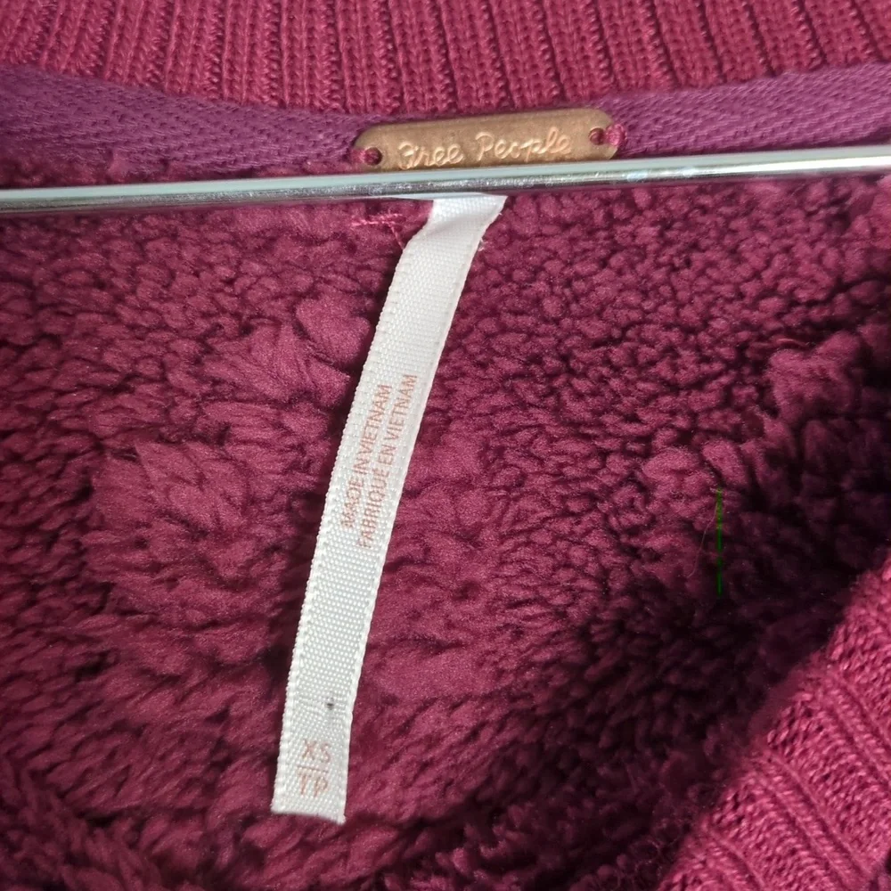 Free People Womens Purple Plush‎ Crewneck Oversized Sweatshirt Size XS
